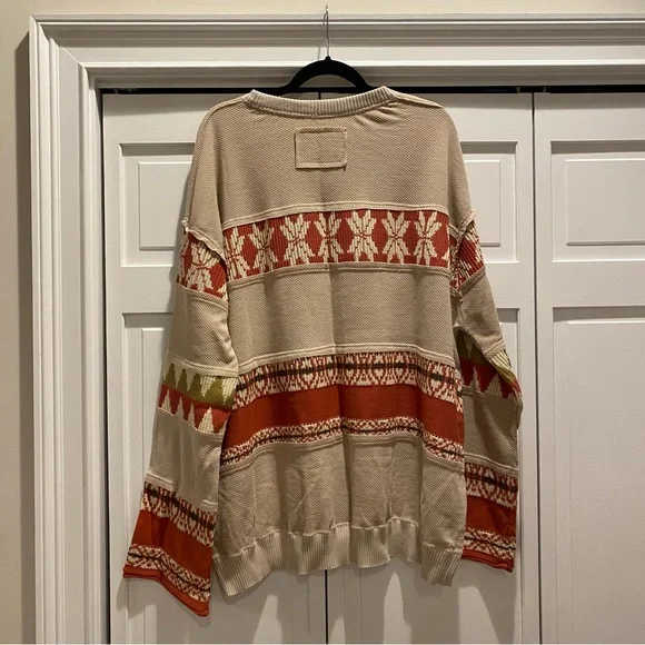We The Free People Ski Holiday Snowflake Swit Oversized Waffle Knit Thermal | L - Picture 8 of 9